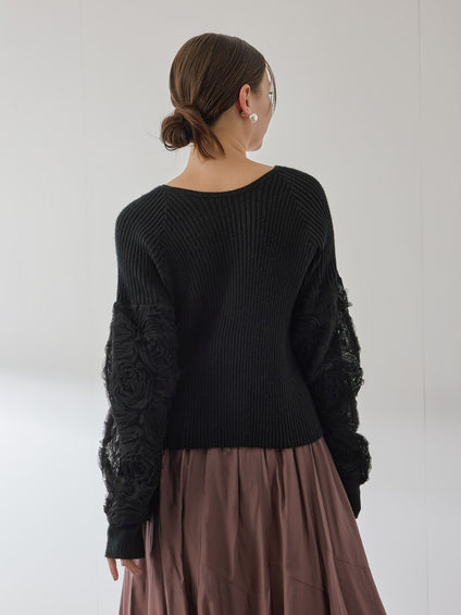 フラワーチュールスリーブカーディガン≪手洗い可能≫