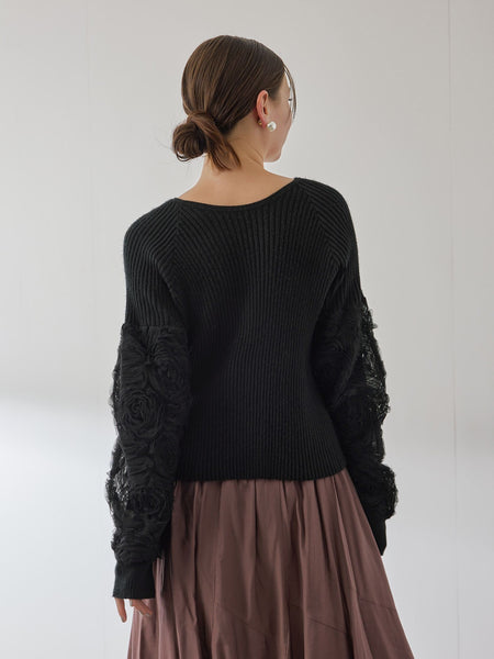 フラワーチュールスリーブカーディガン≪手洗い可能≫