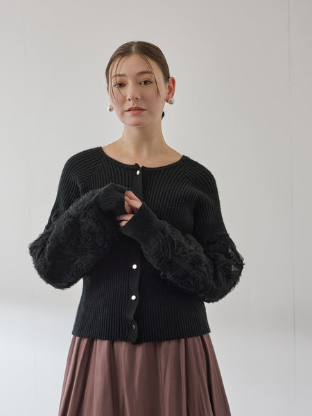 フラワーチュールスリーブカーディガン≪手洗い可能≫