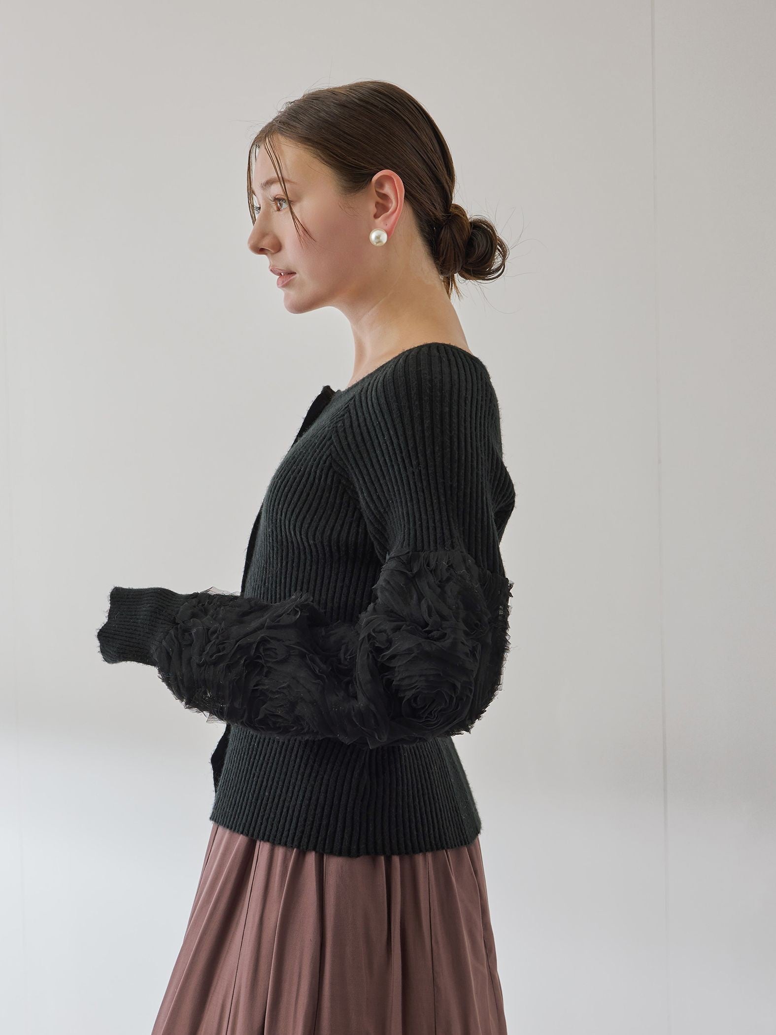 フラワーチュールスリーブカーディガン≪手洗い可能≫