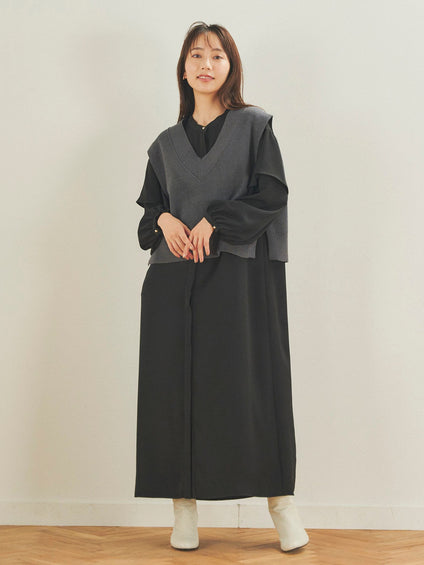 ロイヤルサテンワンピース≪洗濯機で洗える≫