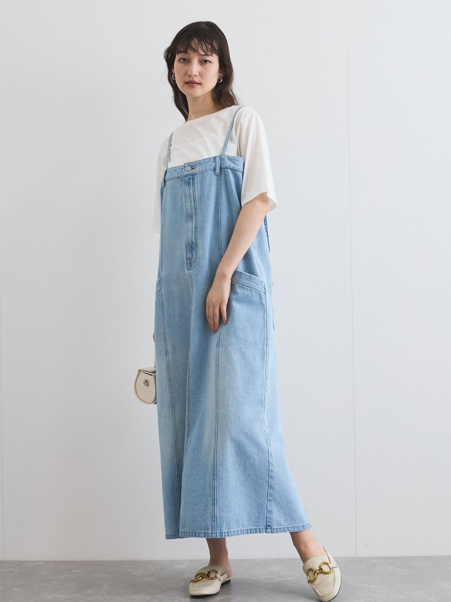 ライトオンスデニムサロペットスカート≪手洗い可能≫