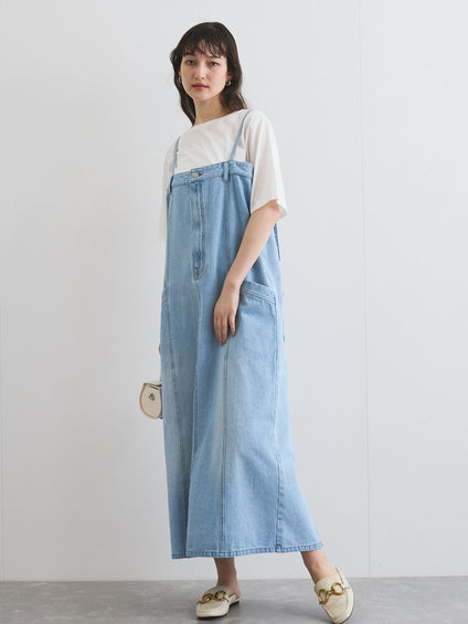 ライトオンスデニムサロペットスカート≪手洗い可能≫