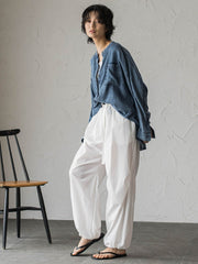 ゆれるデニムドルマンシャツ