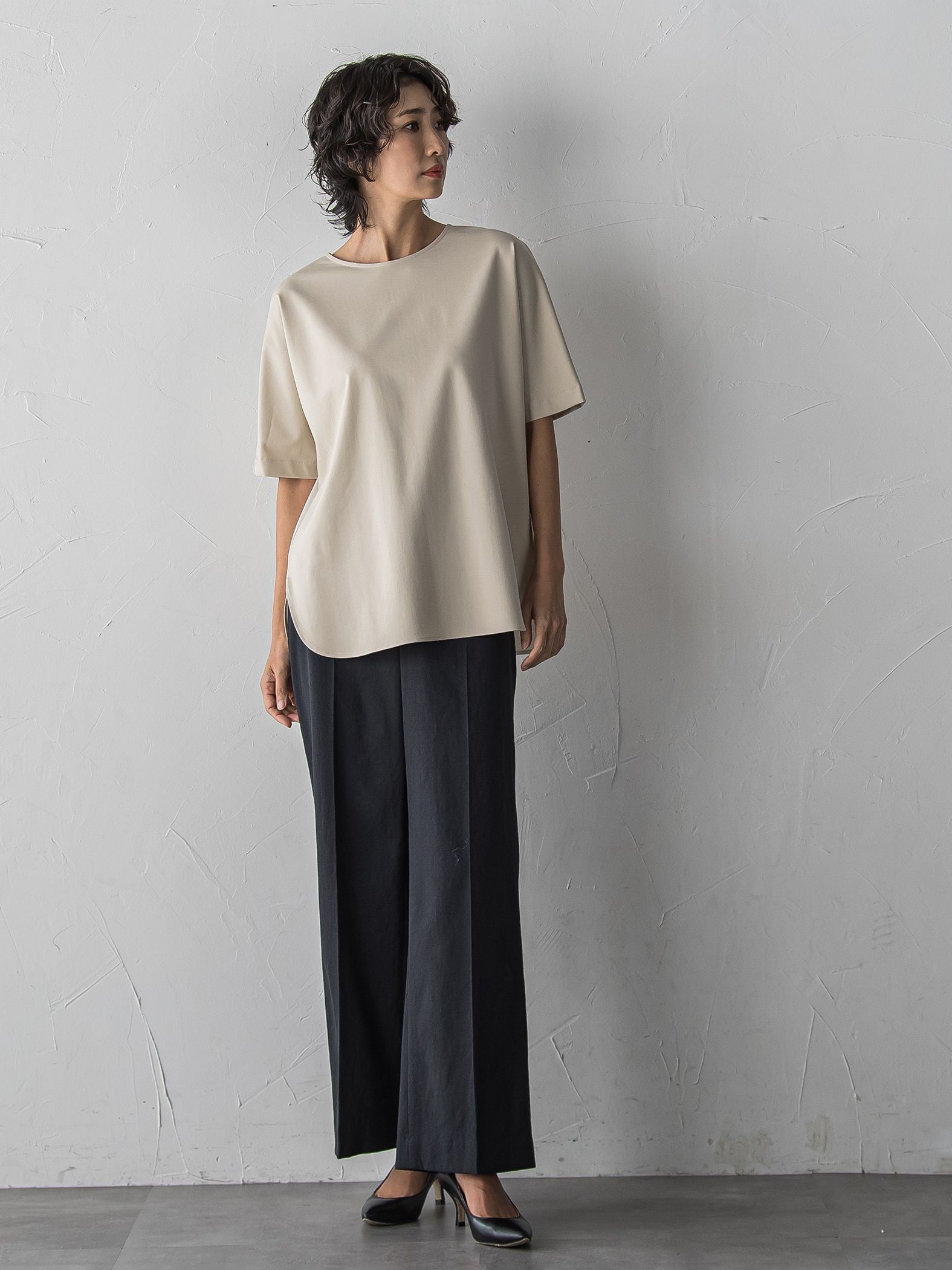 【WEB限定/+5cm丈長め】【極・名品パンツ】シェルタリングワイドパンツ