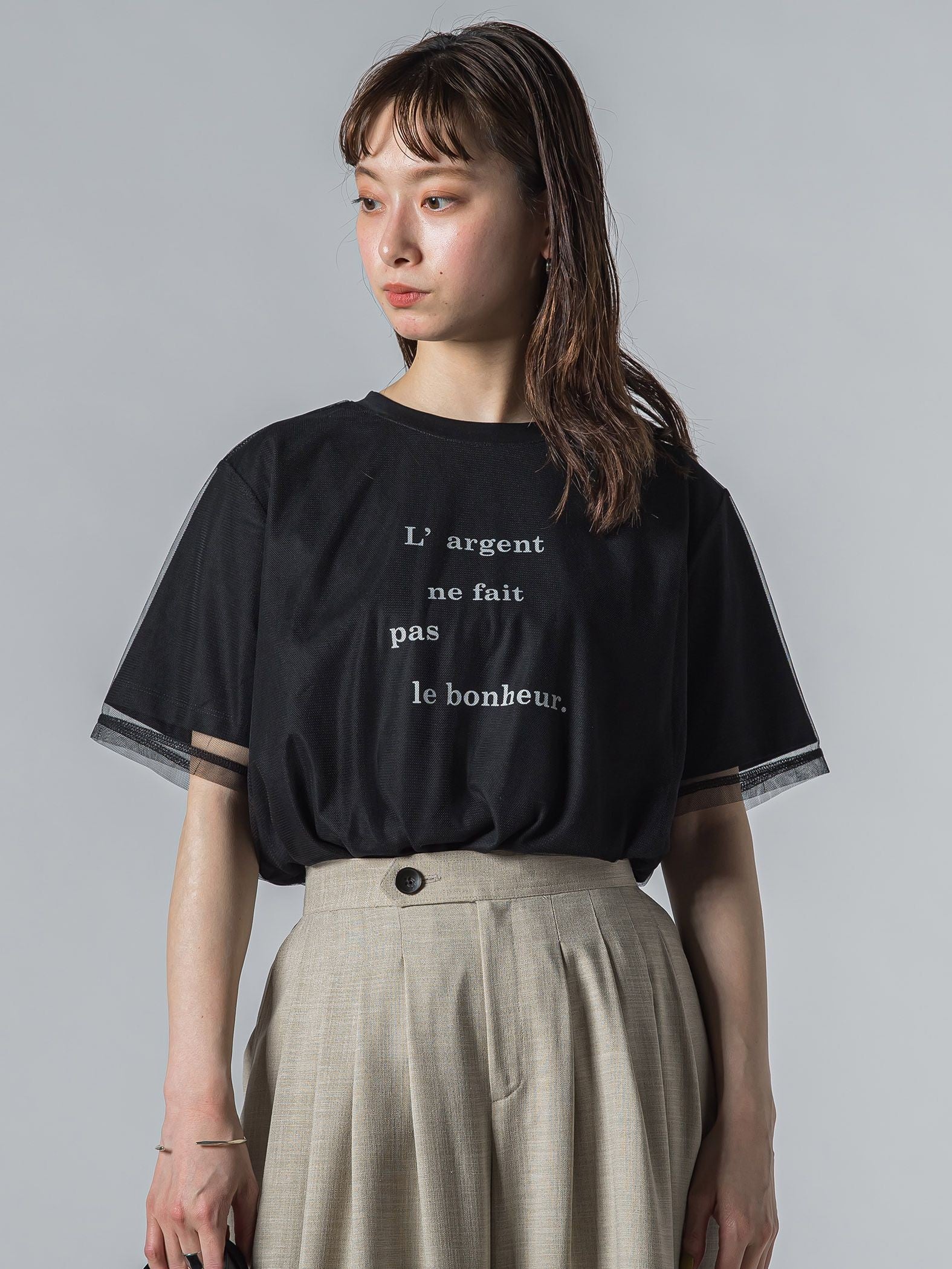 【WEB限定】チュールレイヤードロゴカットソー≪手洗い可能≫