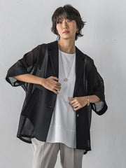 【大きいサイズ】”カーデみたいに羽織れる”メッシュジャケット