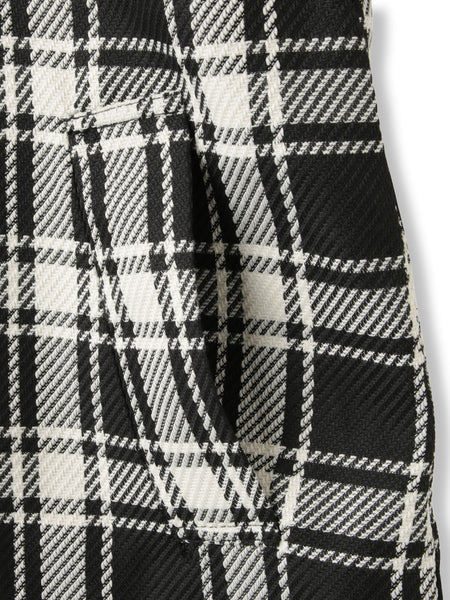 ツィーディチェックノーカラーコート≪手洗い可能≫