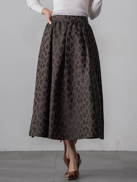 【WEB限定】レオパードジャガードスカート
