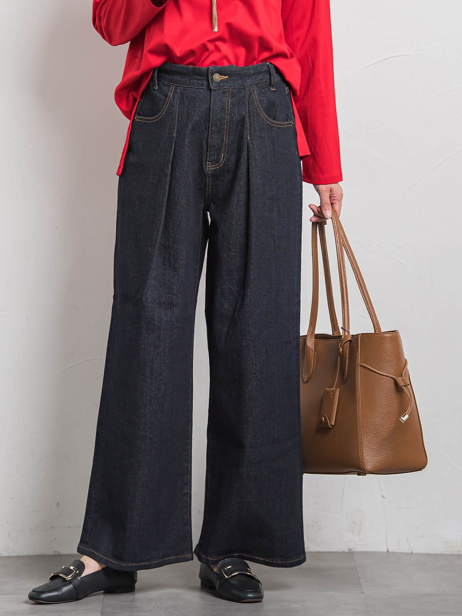 【WEB限定】365デニムパンツ ワイドシルエット≪洗える≫