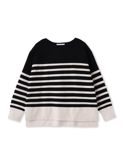 【ふわもち】ボーダーニット≪洗濯機で洗える≫