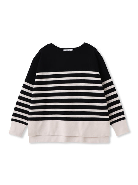 【ふわもち】ボーダーニット≪洗濯機で洗える≫