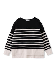 【ふわもち】ボーダーニット≪洗濯機で洗える≫