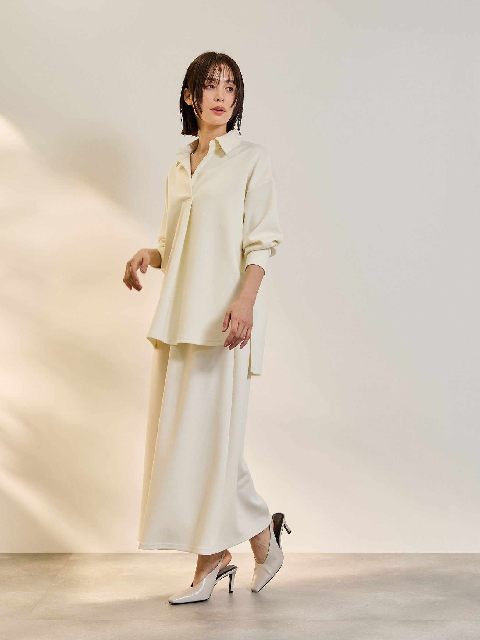 【SET】ダンボールニットスキッパートップ×スカート2ピース