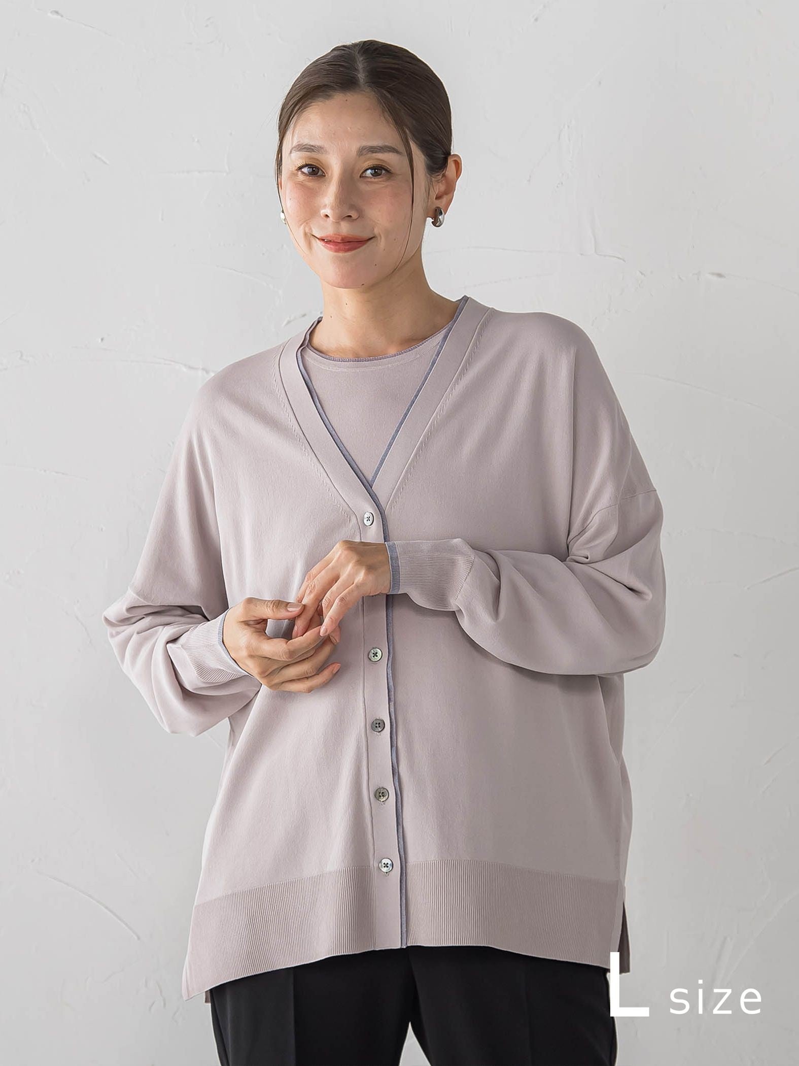 【大きいサイズ/新色追加】Tシャツニットカーディガン
