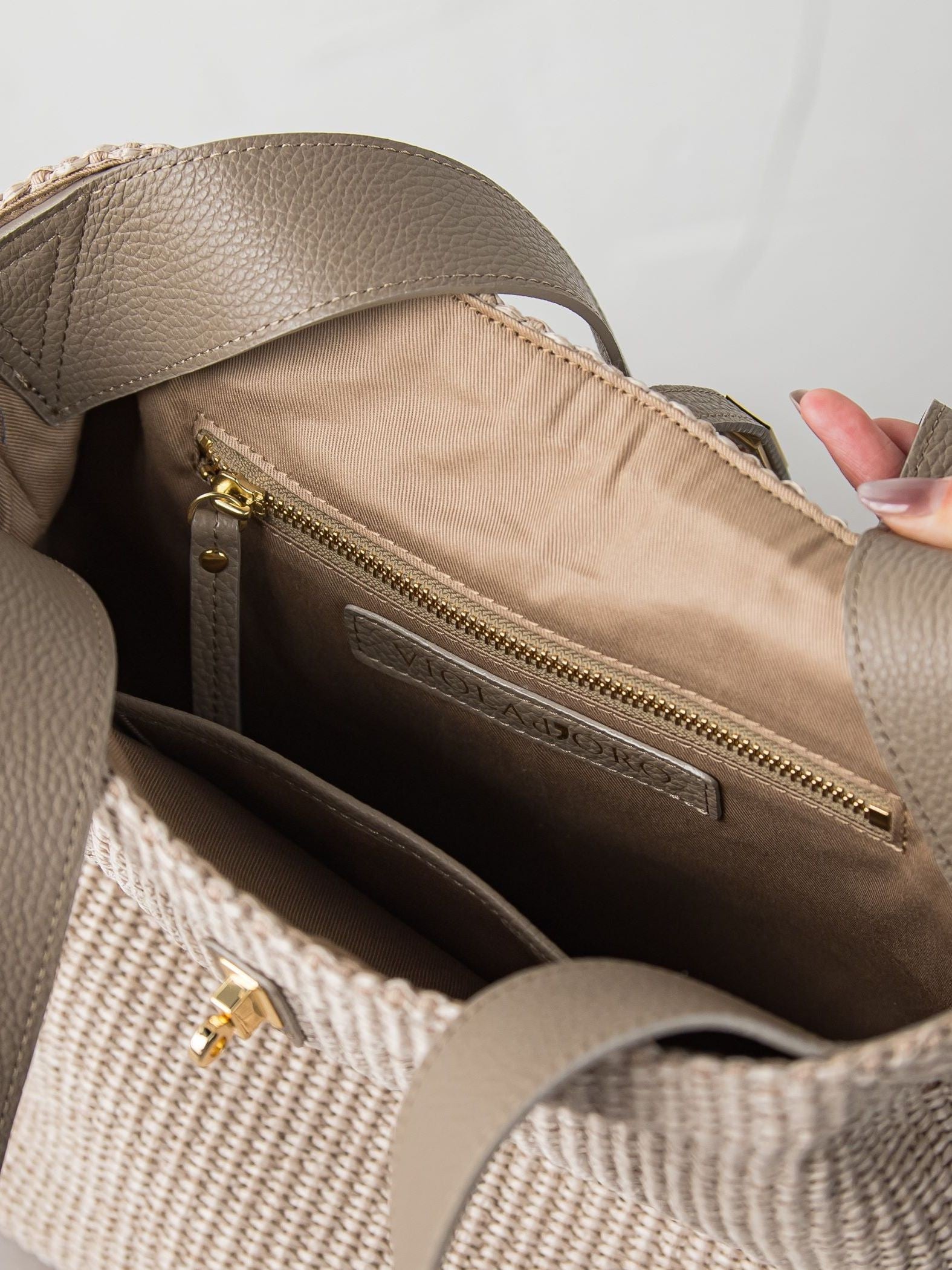 【violadoro】ラフィア調ベルトトート[V-8908]