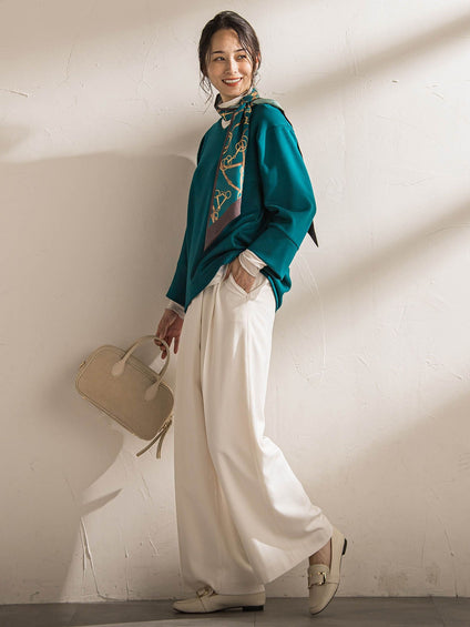 【WEB限定】《暖色美》裏起毛Vネックトップス≪手洗い≫