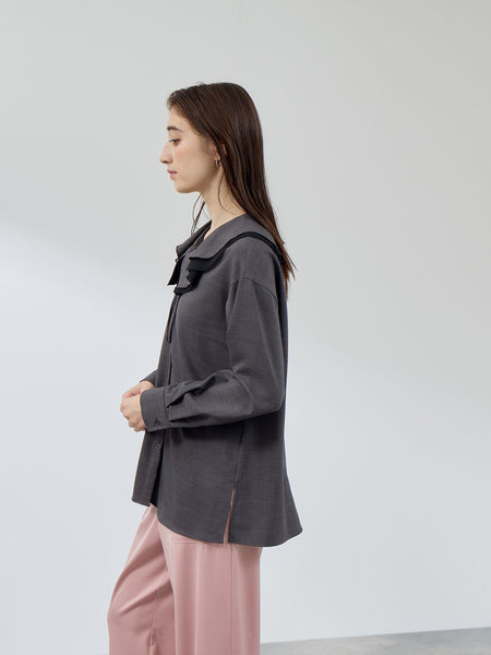 ナチュラルストレッチフレアカラーブラウス≪手洗い可能≫