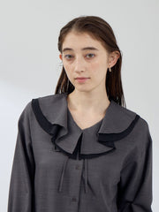 ナチュラルストレッチフレアカラーブラウス≪手洗い可能≫