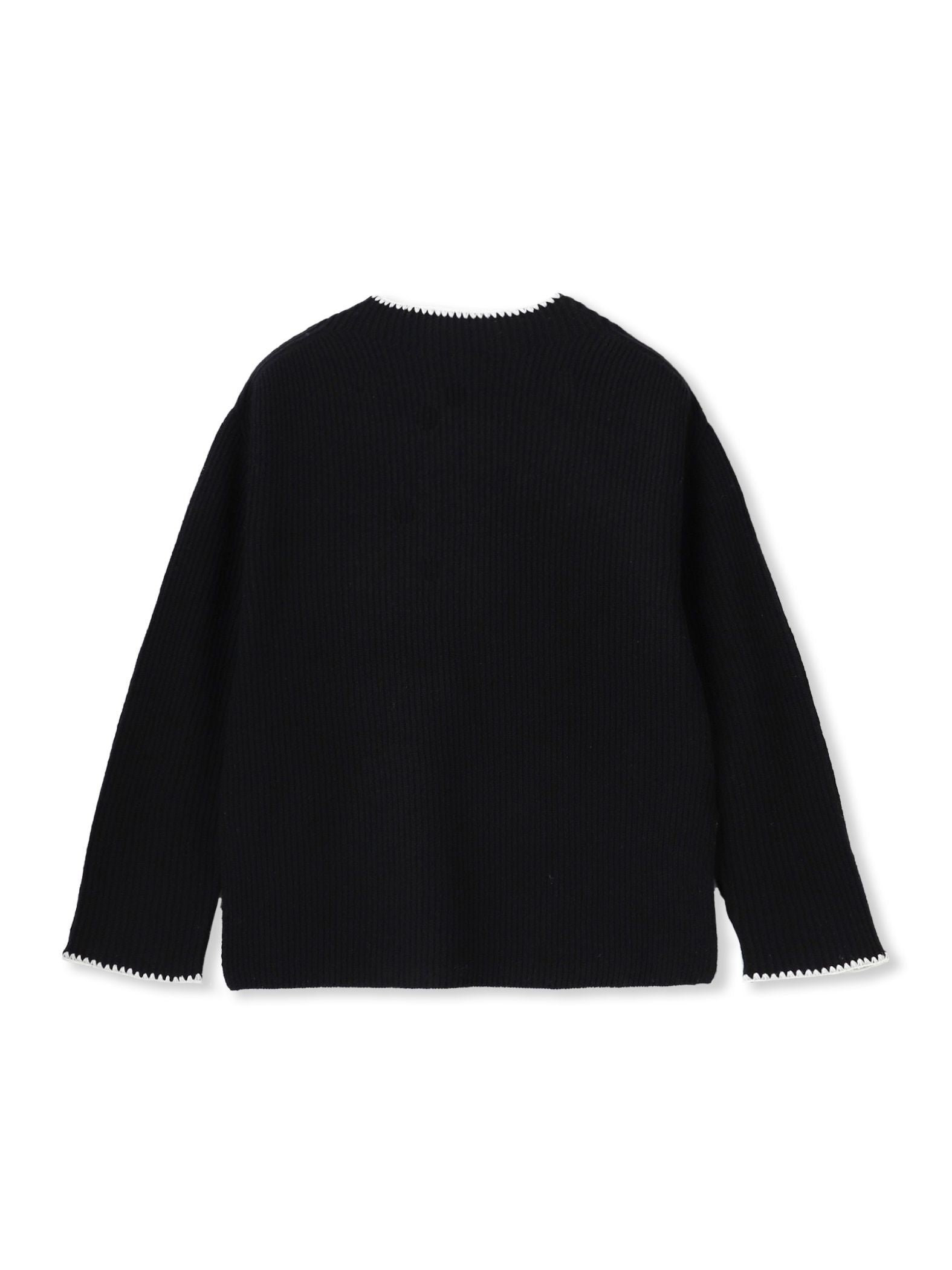 刺繍トリムハイネックニット≪洗える≫