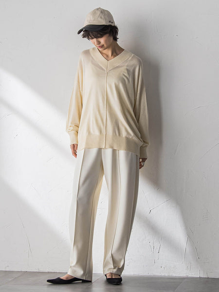 【新色追加】Vネックコクーンニットプルオーバー≪手洗い可能≫