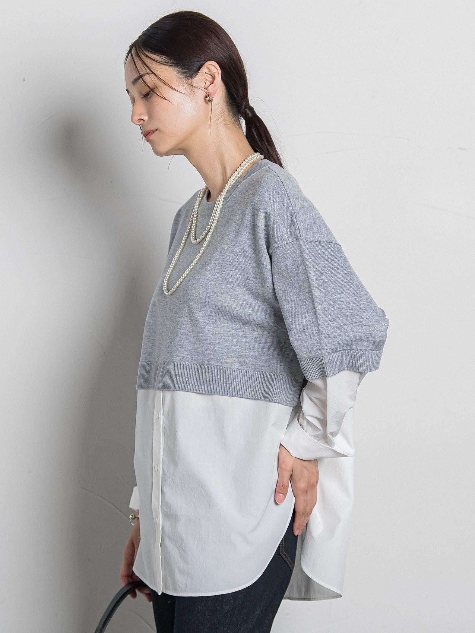 【WEB限定】シャツドッキングニット≪洗える≫