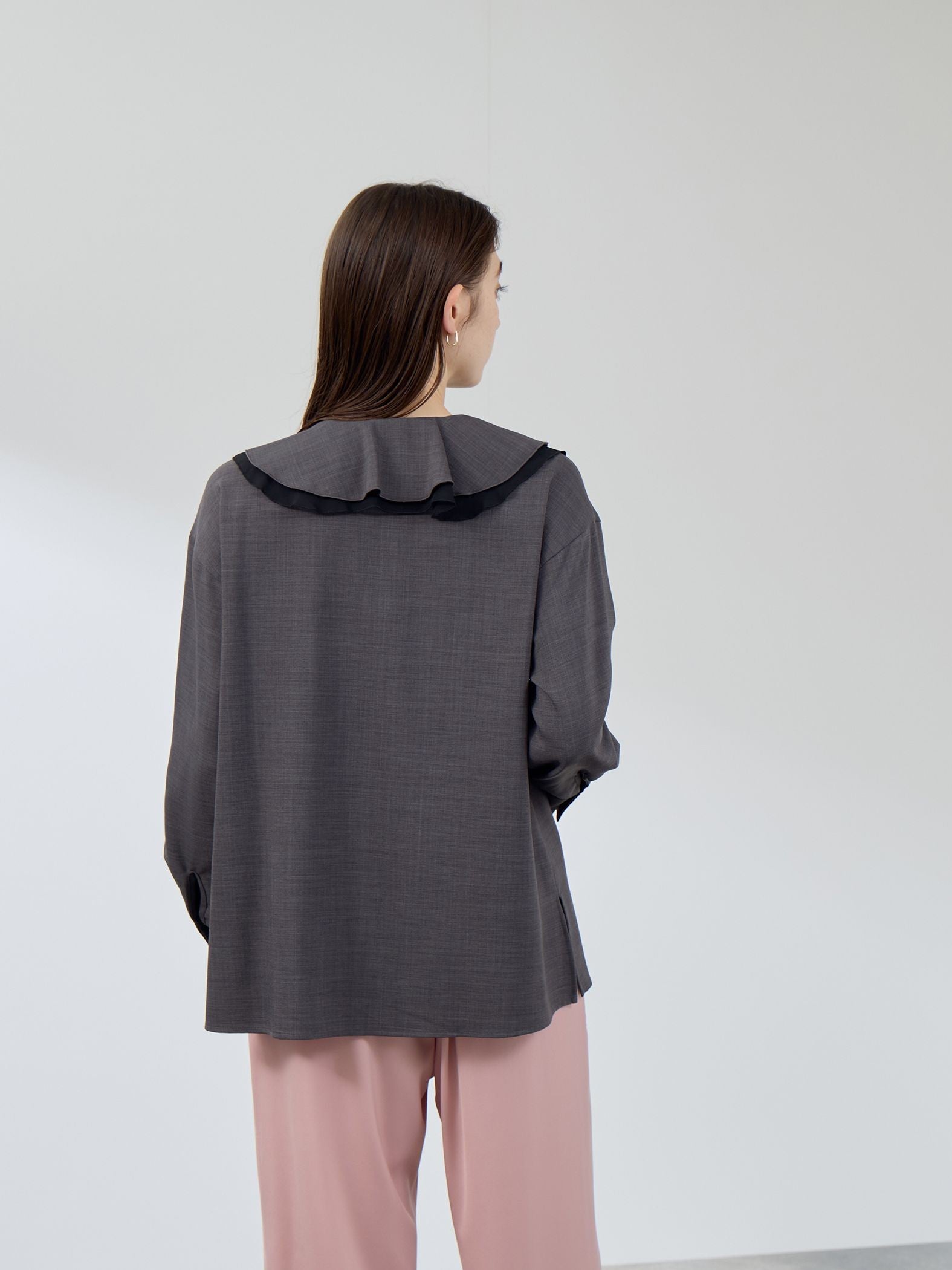 ナチュラルストレッチフレアカラーブラウス≪手洗い可能≫