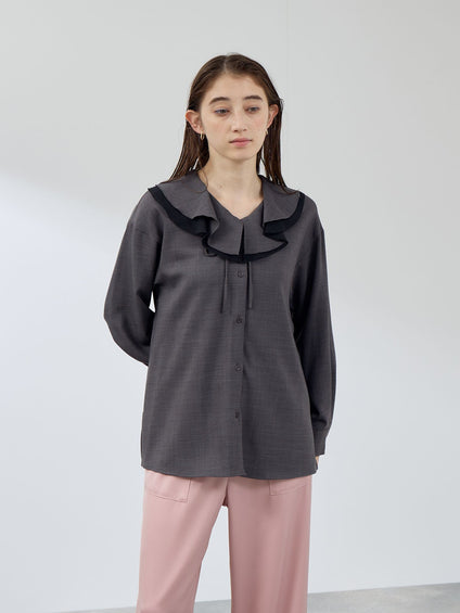 ナチュラルストレッチフレアカラーブラウス≪手洗い可能≫