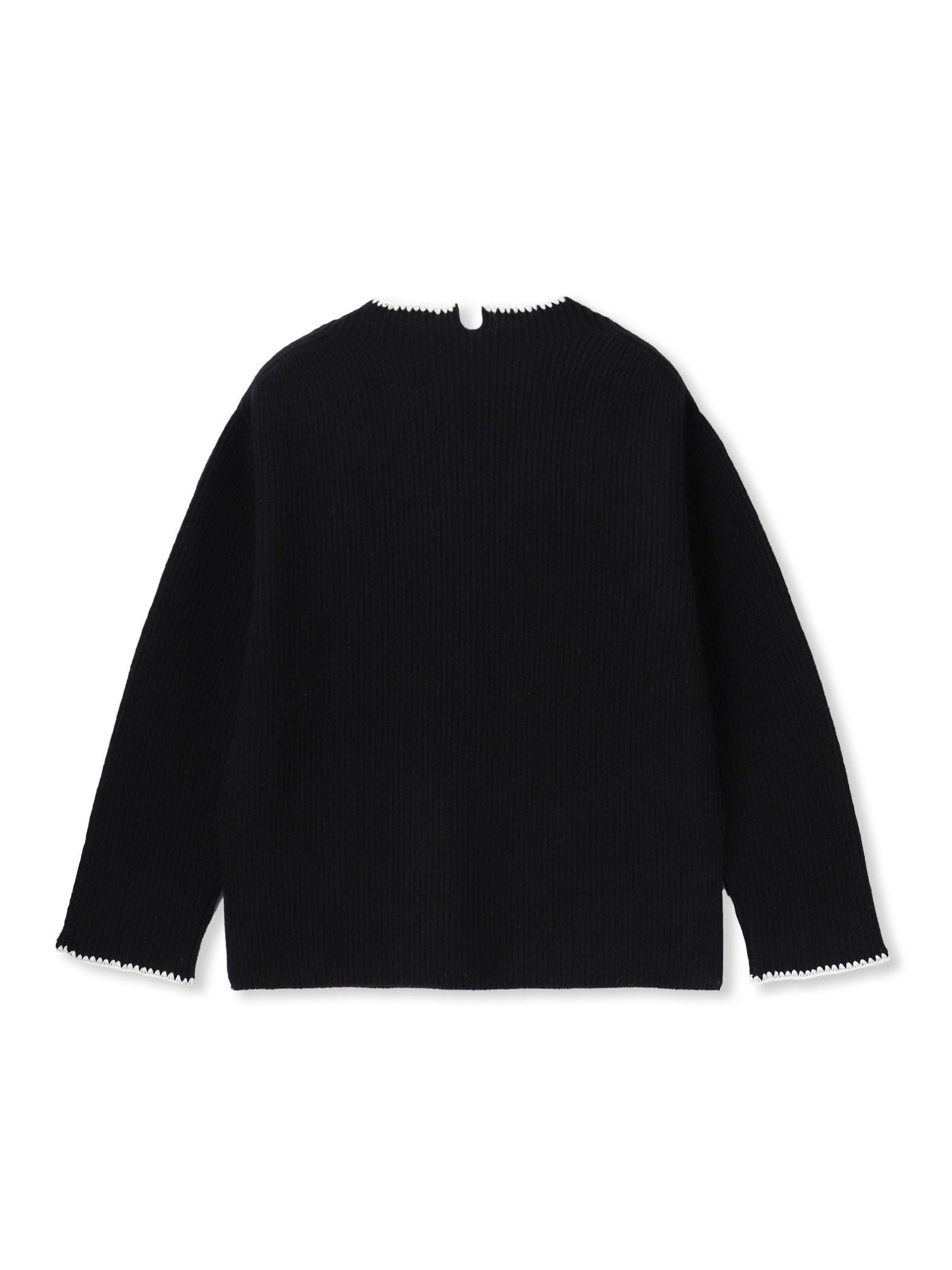 刺繍トリムハイネックニット≪洗える≫