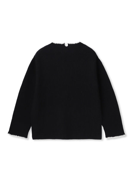 刺繍トリムハイネックニット≪洗える≫