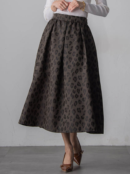 【WEB限定】レオパードジャガードスカート