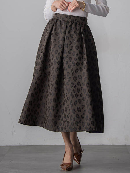 【WEB限定】レオパードジャガードスカート