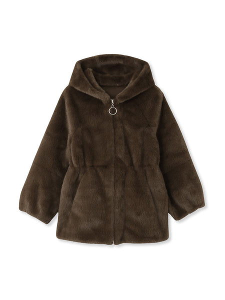 フェイクファーフーディショートコート≪手洗い可能≫