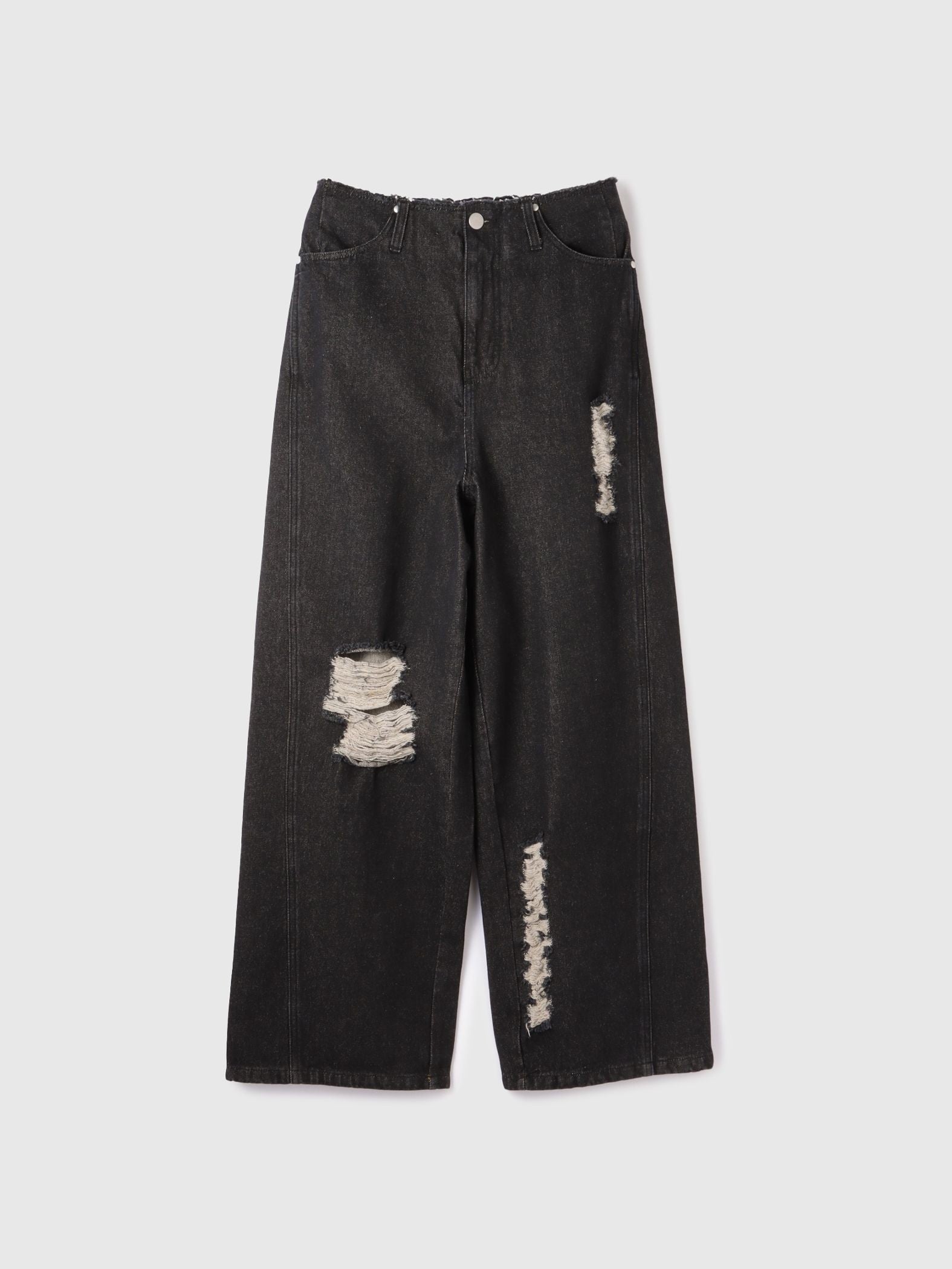 【大人の抜け感】デニムカットオフダメージパンツ