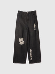 【大人の抜け感】デニムカットオフダメージパンツ