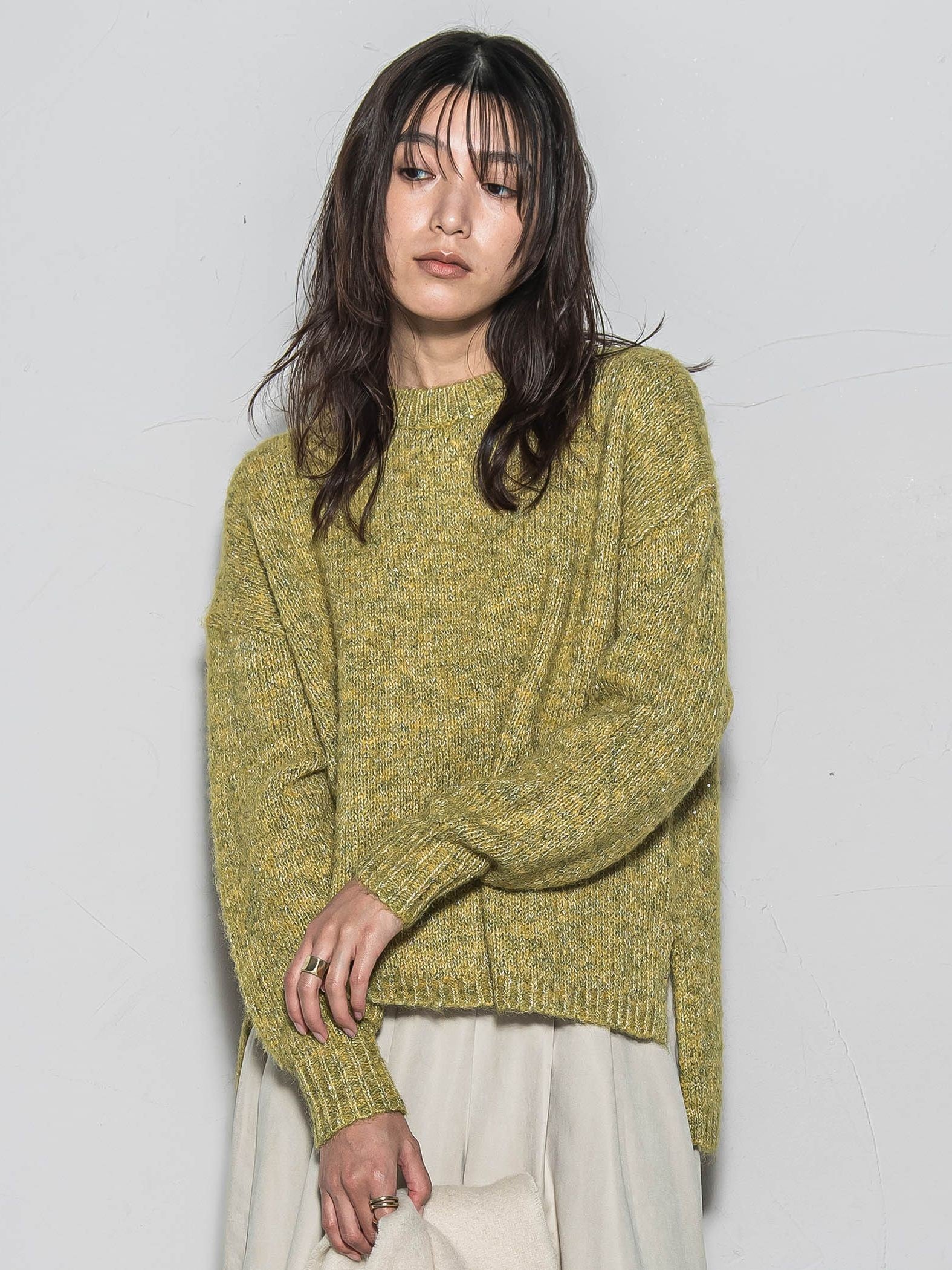 ラメスパンコールクルーネックニット≪手洗い可能≫