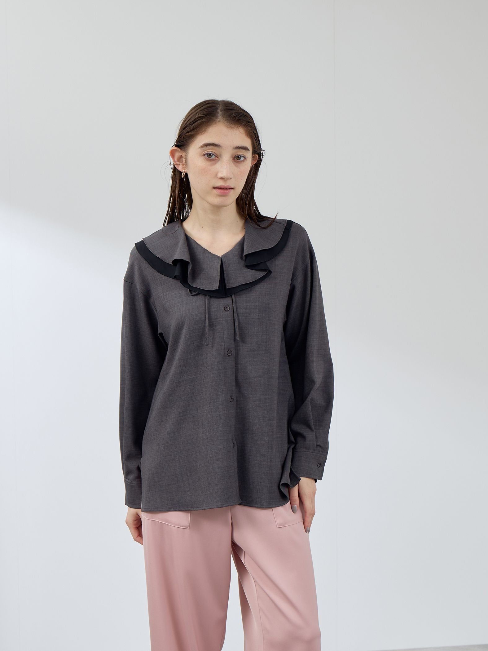 ナチュラルストレッチフレアカラーブラウス≪手洗い可能≫