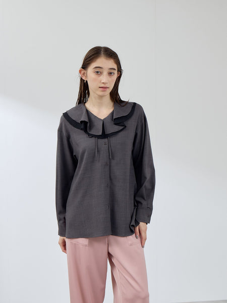 ナチュラルストレッチフレアカラーブラウス≪手洗い可能≫