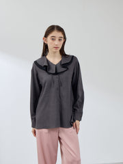 ナチュラルストレッチフレアカラーブラウス≪手洗い可能≫