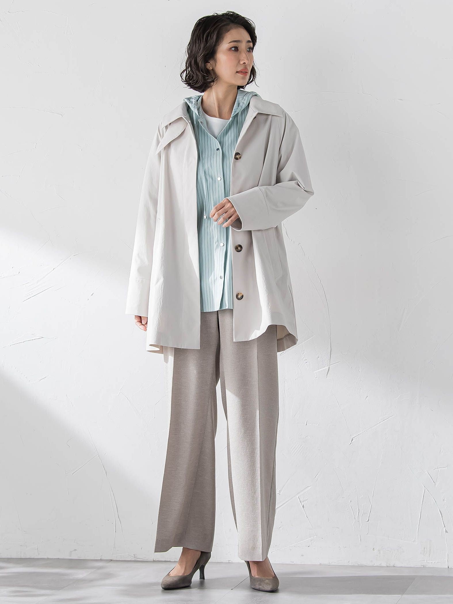 【大きいサイズ】ドビーストライプフードシャツ