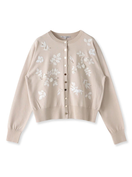 ボタニカルモチーフ刺繍カーディガン