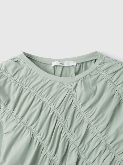 ギャザーラインフロントカットソー≪洗濯機で洗える≫