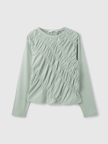 ギャザーラインフロントカットソー≪洗濯機で洗える≫