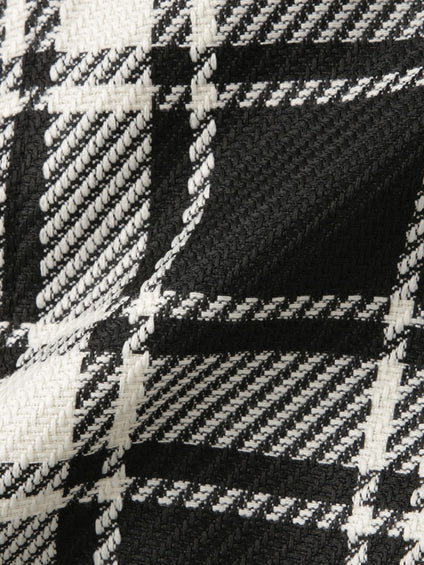 ツィーディチェックノーカラーコート≪手洗い可能≫