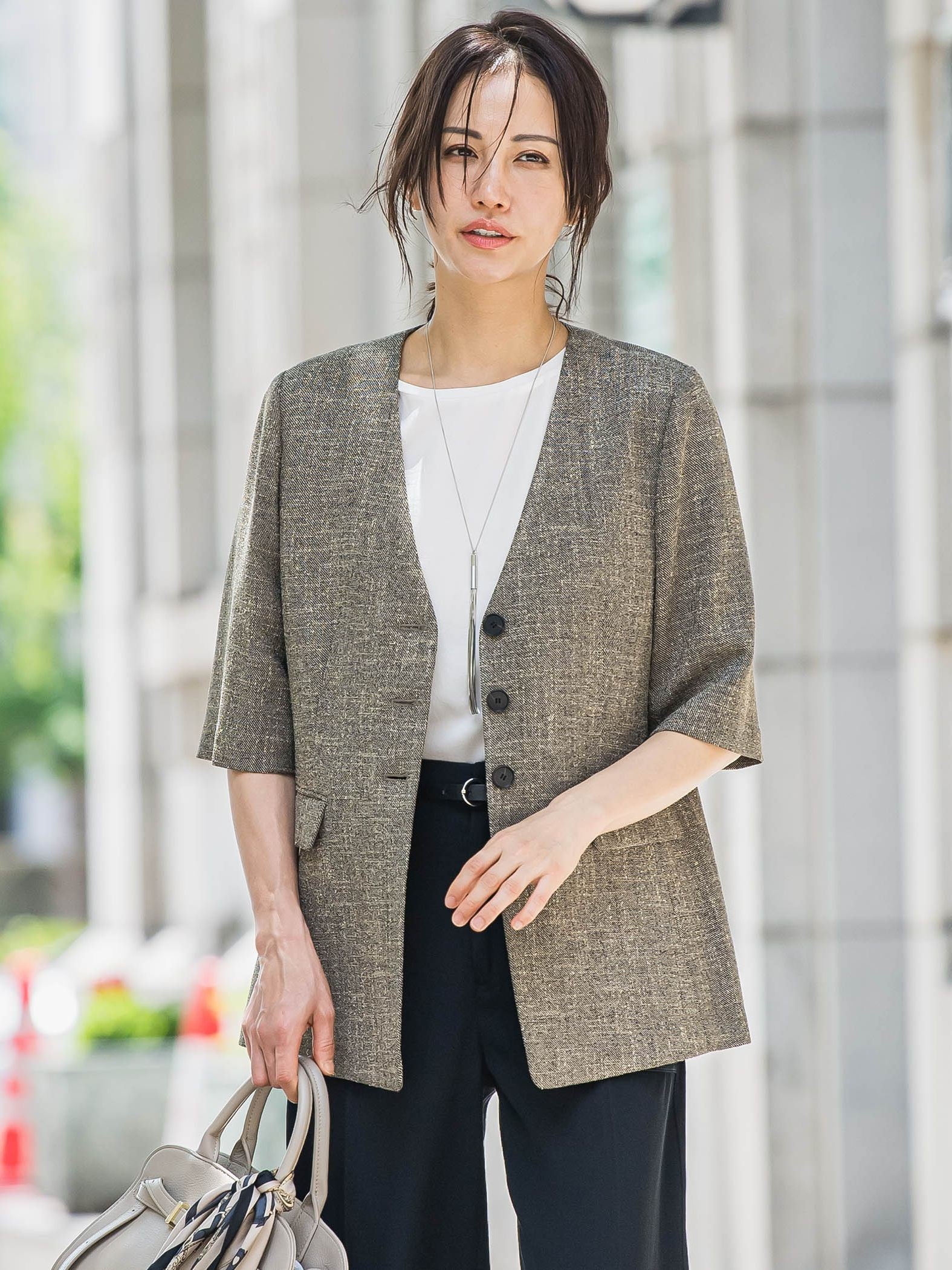 トリッカースラブハーフスリーブジャケット≪手洗い可能・防シワ・UV≫