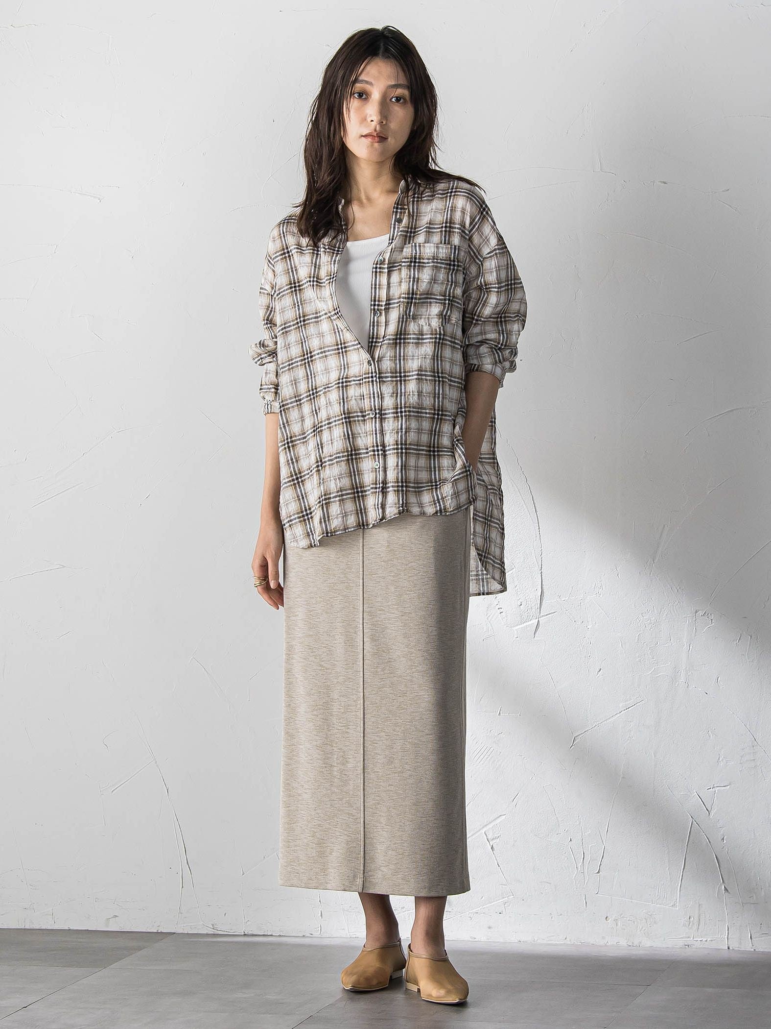 シュリンクチェック2WAYカシュクールシャツ