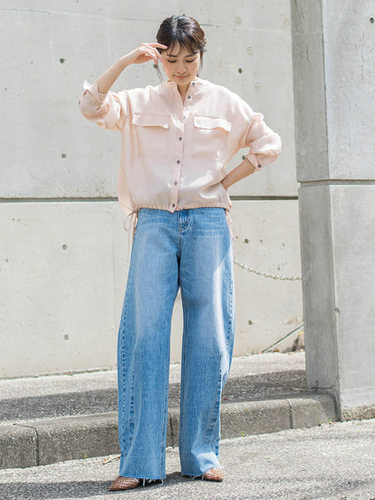 カーブデニムパンツ≪洗濯機で洗える≫