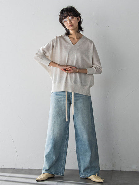 LEVITAシアーVネックドルマンニットプルオーバー≪手洗い可能≫