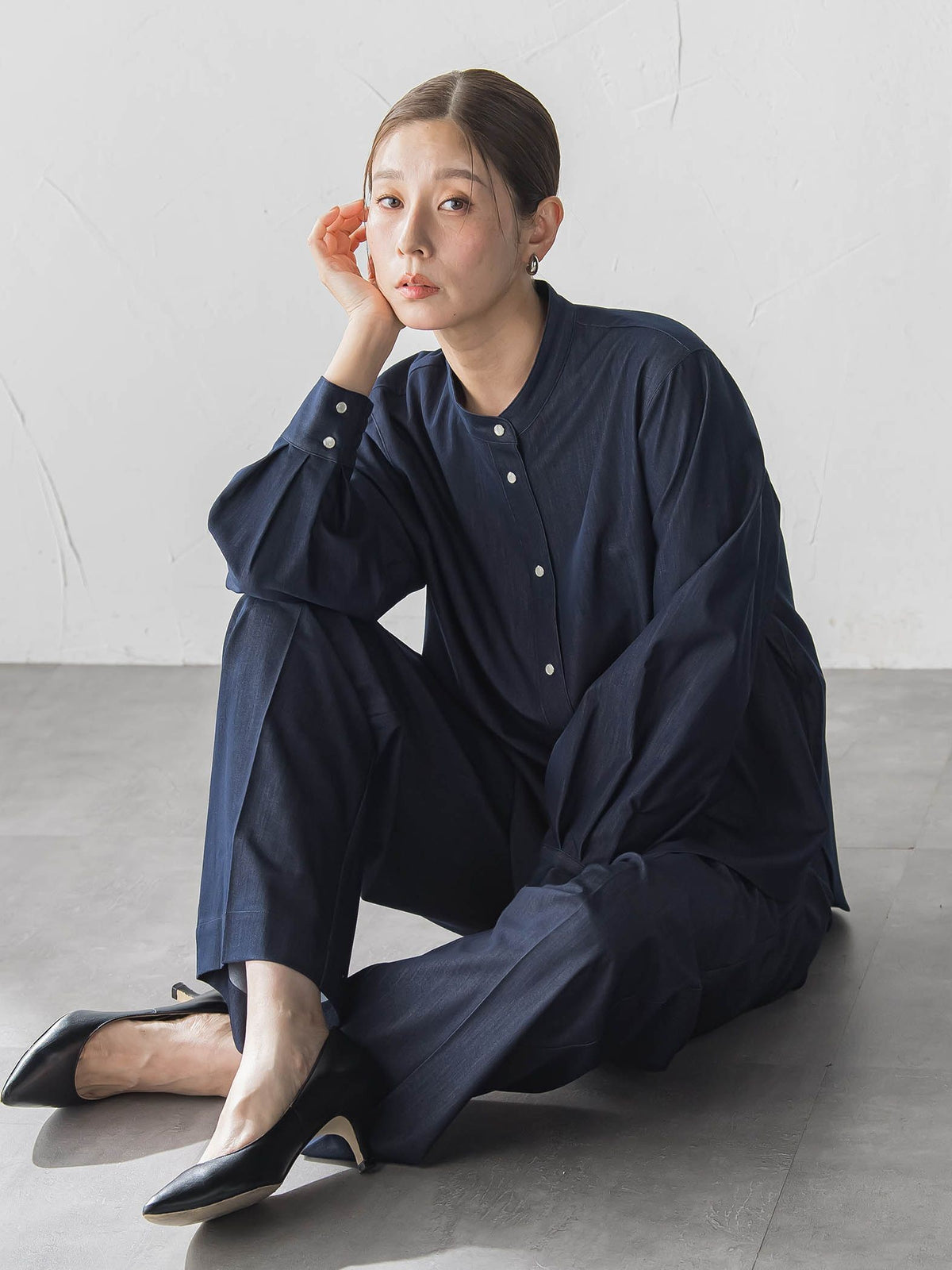 ストレッチデニムワイドパンツ