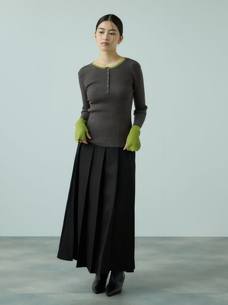 ワイドプリーツスリットスカート≪手洗い可能≫